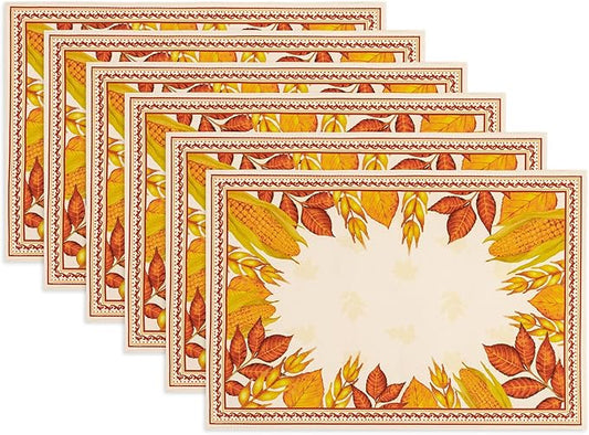 YiHomer Fall Thanksgiving Tabletop Collection for Kitchen Dining Decoration Parties Harvest, Harvest Party, Reversible Placemat Set, 13 x 19