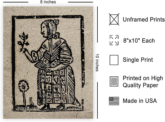 Poster Master Vintage Witch Poster - Retro Witch Holding Plant Print - Halloween Art - Pagan Art - Gift for Men & Women - Gothic Wall Decor for Living Room, Bedroom or Office - 8x10 UNFRAMED Wall Art