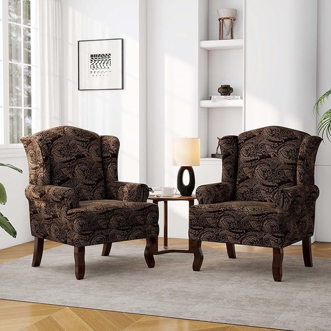 Accent Chair, High Back Upholstered Armchair with High Resilience Sponge & Wood Legs, Mid-Century Modern Comfy Single Sofa Reading Chairs for Living Room, Bedroom (Cranberry, Set of 1)