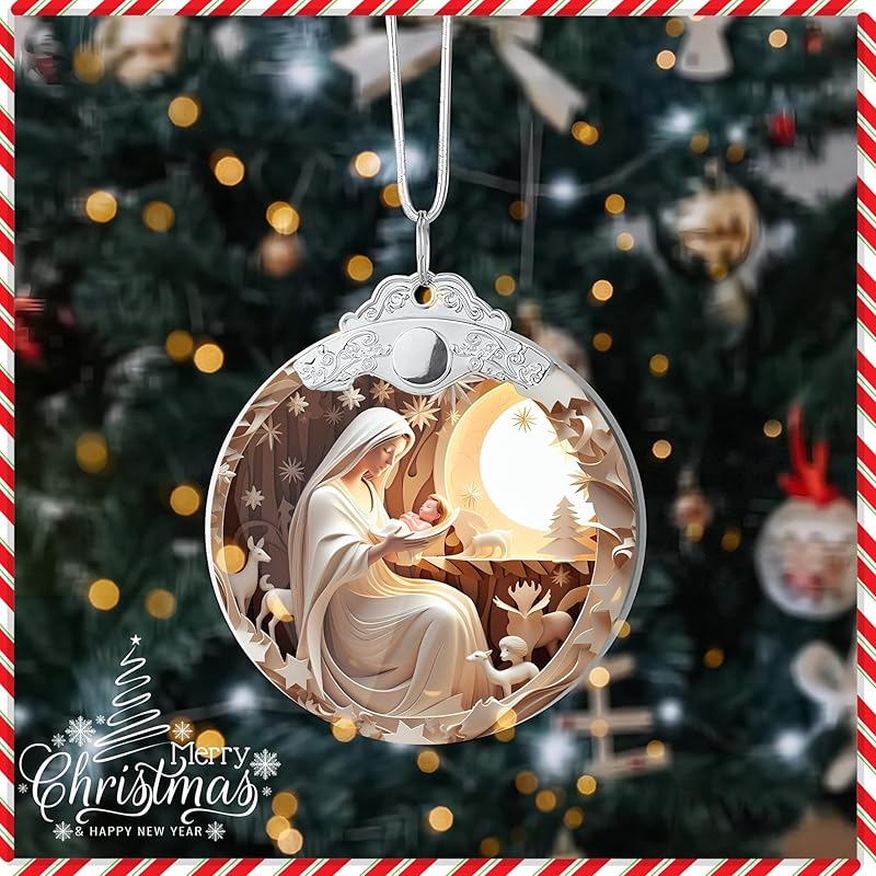 2025 Christmas Ornament, Nativity Ornaments, Nativity Ornament, White Elephant Gifts, Christmas Ornament, Tree Ornaments, Gag Gifts Funny Adult (White Nativity)