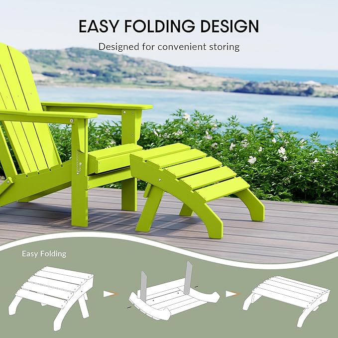 WestinTrends Dylan Outdoor Patio HDPE Adirondack Ottoman Footrest, Lime