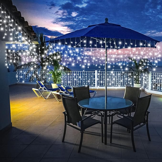 Icicle Christmas Lights Outdoor, 66FT 640 LED Icicle Lights for Outside, Waterproof & 8 Modes & Timer Function, Plug in Curtain String Light for Indoor Patio Garden Party Wedding Decorations, White