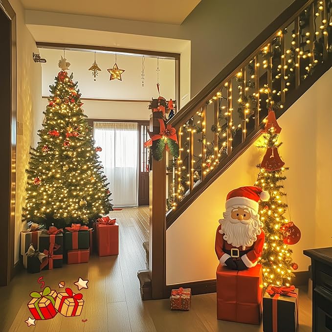 JMEXSUSS Solar String Lights Outdoor Waterproof, Total 66 FT 200 LED Solar Twinkle Lights Outdoor, Solar Christmas Light for Outside Tree Garden Yard Decor(Warm White)