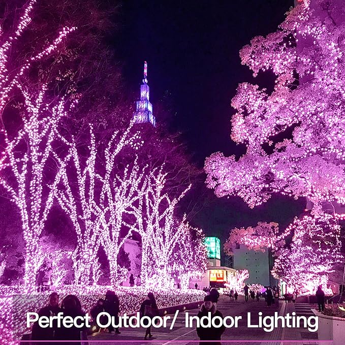 suddus Pink Christmas Fairy Lights Battery Operated Outdoor Waterproof, 66ft 200 Led String Lights with Remote, Twinkle Lights for Bedroom, Dorm, Tapestry, Party Decorations