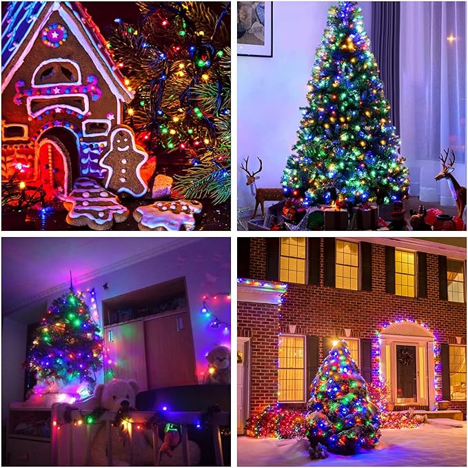 JMEXSUSS 500 LED Christmas Lights Outdoor Waterproof, Multicolor Christmas Tree Lights Plug in, 8 Modes Twinkle Fairy String Lights for Indoor Xmas Wedding Party Garden Decoration