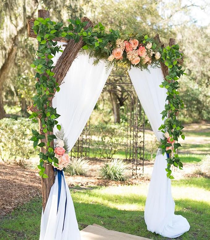 RECUTMS Artificial Vines Ivy Garland 6 Strands Fake Vine with Silk Green Leaves Hanging Plants Greenery Artificial Garland for Home Wall Bedroom Party Wedding Arch Apartment Room Decor