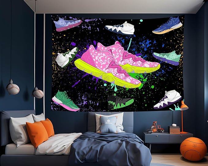 dueeia Sneaker Tapestry Wall Hanging Sneakerhead Ball Party Decorations Basketball Shoes Sports Backdrop for Teen Boys Mens Bedroom Living Room Dorm Wall Decor (59.1"x51.2")