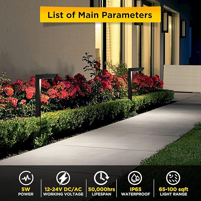 Gardencoin 3CCT LED Low Voltage Landscape Pathway Light, 12V Premium 3000K/4000K/5000K Selectable Path Lights Wired, Modern Walkway Lights Outdoor, Higher Housing with Larger Stake (19.71IN, 12pack)