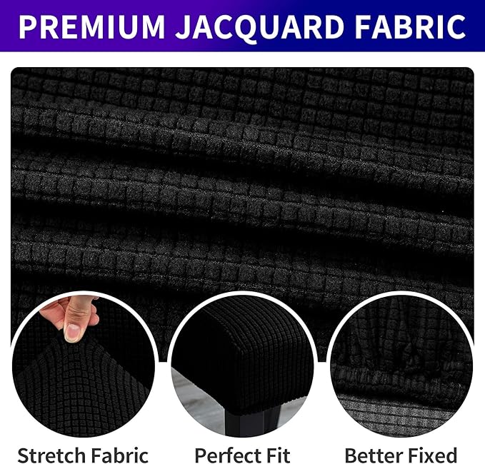 Howhic Stretch Chair Covers for Dining Room Set of 6, Removable Washable Dining Room Chair Covers, Dining Chair Slipcovers Seat Protector, Great for Home Upholstery and Banquet (Black, 6 Pack)