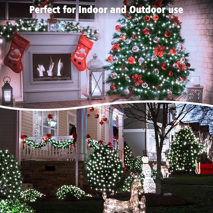 4 Pack Christmas Fairy Lights Battery Operated, 16.4FT 50 LED Dark Green Wire Twinkle Lights with Auto Timer Waterproof, Outdoor String Lights for Indoor Outdoor Bedroom Yard Decor (Cool White)