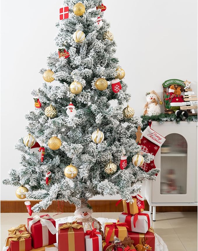 16Pcs Christmas Ball Ornaments Set, 3.15" Shatterproof Christmas Ornaments, Luxury Glitter Hanging Ornaments for Xmas Tree, Xmas Holiday, Party, Wedding (Gold)