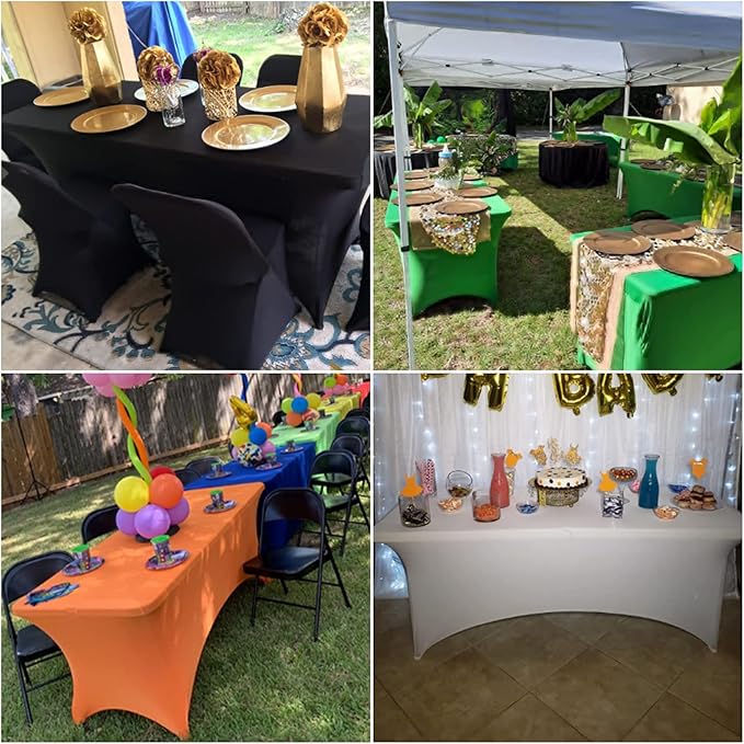 2Pack Spandex Waterproof Table Covers 8ft，Spandex 8ft Waterproof Table Cover for Party,Wedding, Banquet, and Events(Classicbule)
