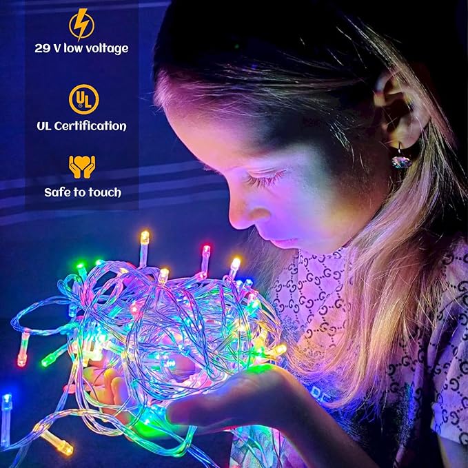 Icicle lights Outdoor - 66ft Christmas Lights with 640LED 120 Drops 8 Modes, Plug in Curtain String Lights Waterproof for Holiday Wedding Party Home Garden Bedroom Indoor Outdoor Decoration,Multicolor