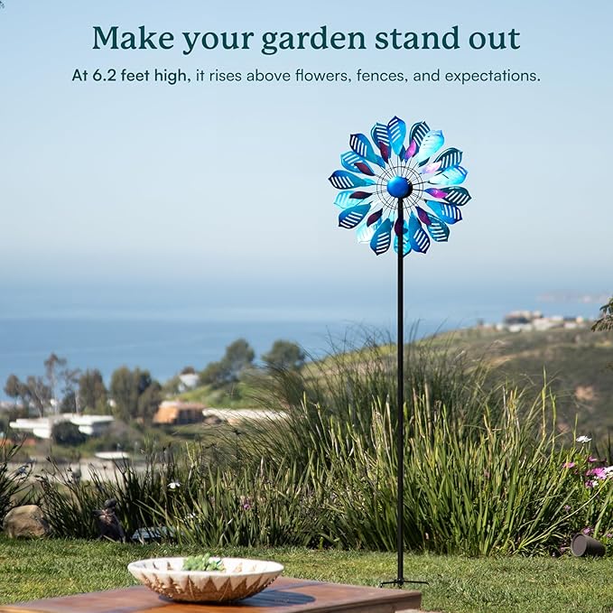 Wind Spinners for Yard and Garden, 84" Wind Spinners Outdoor Metal Extra Large, Wind Sculptures & Spinners with Stake, Yard Art Garden Decor Gift for Family