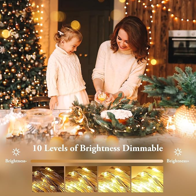 6 Pack 100 LED Fairy Lights Battery Operated with Timer & Remote, 33FT Waterproof Twinkle Lights Indoor Outdoor, Fairy String lights for Bedroom Classroom DIY Wedding Christmas Decorations, Warm White