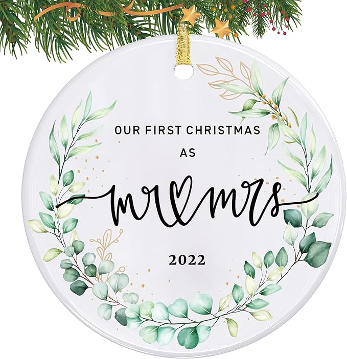 2022 Our First Christmas Married Ornaments, First Christmas as Mr. and Mrs. Ornament, Wedding Bridal Shower Gift, Newlywed Gifts for Couples, Our 1st Christmas Tree Decoration, Christmas Keepsake