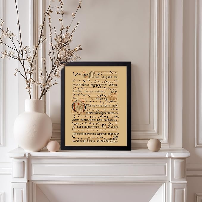 Poster Master Vintage Hymnal Poster - Retro Music Print - Gift for Artist, Friend - Graduale Aboense, Gregorian Chant Manuscript, Score - Wall Decor for Living Room, Bedroom, 11x14 Black Framed