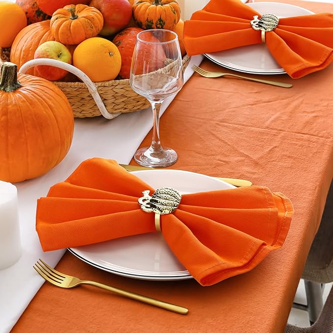 20 Pcs Thanksgiving Pumpkin Napkin Rings Gold Napkin Holders Fall Dinner Table Napkin Rings for Thanksgiving Harvest Table Party Decoration