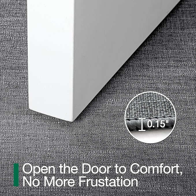 LUMI Ultra Thin Door Mat for Entryway,32"x48" Low Profile Non Slip Rubber Backing Indoor Doormat, Easy Clean Welcome Entrance Mat for Inside House, Patio,Dark Grey