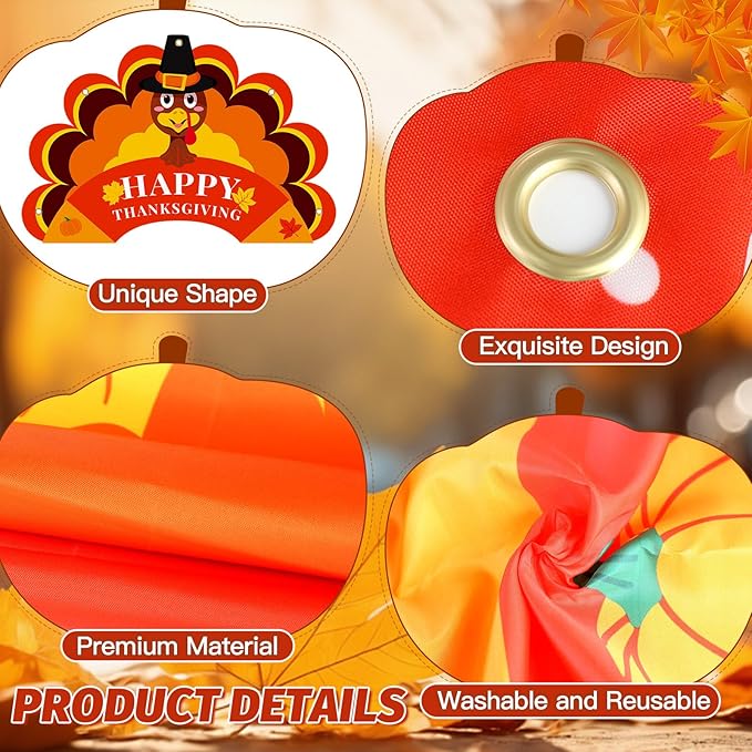 Thanksgiving Turkey Party Porch Banner Fall Pumpkin Maple Leaf Turkey Door Banner for Thanksgiving Decorations Porch Sign Photo Backdrop Outdoor Front Door Cover Indoor Wall Hanging Supplies