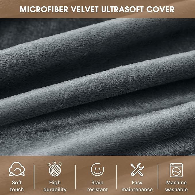 Bean Bag Chairs for Adults - Memory Foam Furniture BeanBag Chair - Kids/Teens Sofa with Soft Micro Fiber Cover - Round Fluffy Couch for Living Room Bedroom College Dorm - 4 ft, Grey