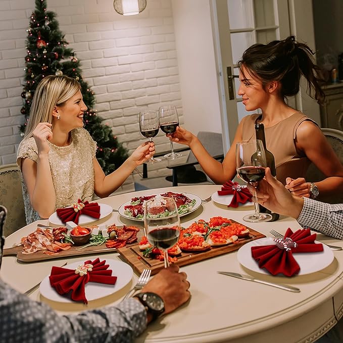 LemonRoad 12 Pcs Christmas Napkin Rings Bulk Xmas Chic Napkin Holder Rings Buckle for Holiday Birthday Party Anniversary Dinner Wedding Dining Table Decoration (Gingerbread,Silicone)