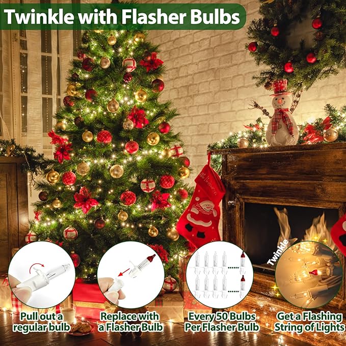 Clear Christmas Lights 50FT 200 Incandescent Bulbs Warm White Mini Lights with White Wire for Christmas Tree, Garland, Thanksgiving, Wedding, Party, Home, Indoor & Outdoor Festival Decoration