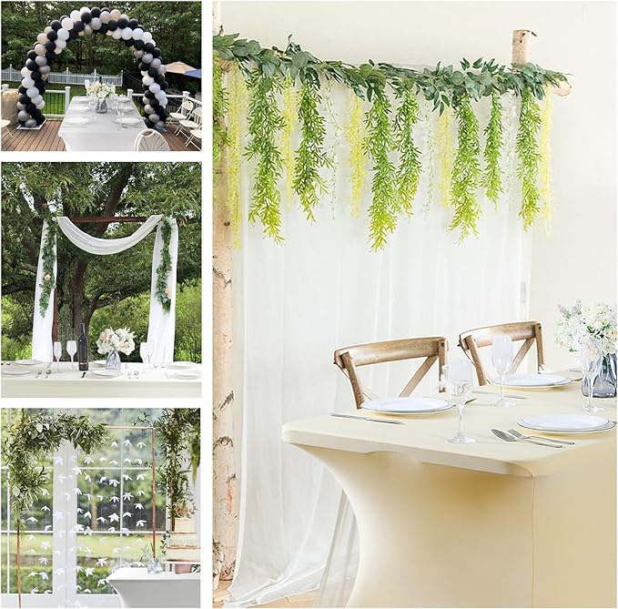 6PCS Spandex Table Cover for 6FT Table Universal Fitted Stretch Tablecloth for Party, Banquet, Wedding and Events-White