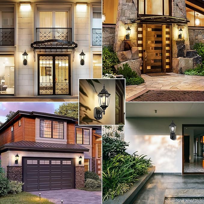 Lamomo Outdoor Wall Sconce, 2 Pack Dusk to Dawn Motion Sensor Light Fixtures, Exterior Aluminum Waterproof Porch Lights for Patio Front Door Garage