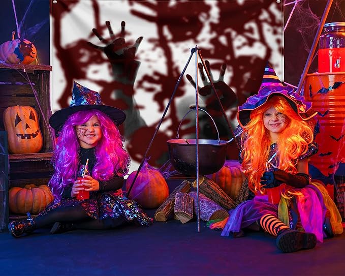 QGHOT Halloween Tapestry Wall Hanging, Scary Bloody Backdrop Horror Tapestry Blood Splatter Halloween Background Party Decorations for Bedroom College Dorm Wall Decor (59.1"x51.2")