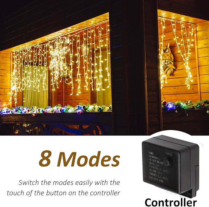 Solhice LED Curtain Lights Outside 40ft x 3ft for Backyard, 600 LED Plug in Hanging Fence String Lights Outdoor Waterproof for Backdrop Backyard Patio Deck Décor, Warm White (Not Connectable)