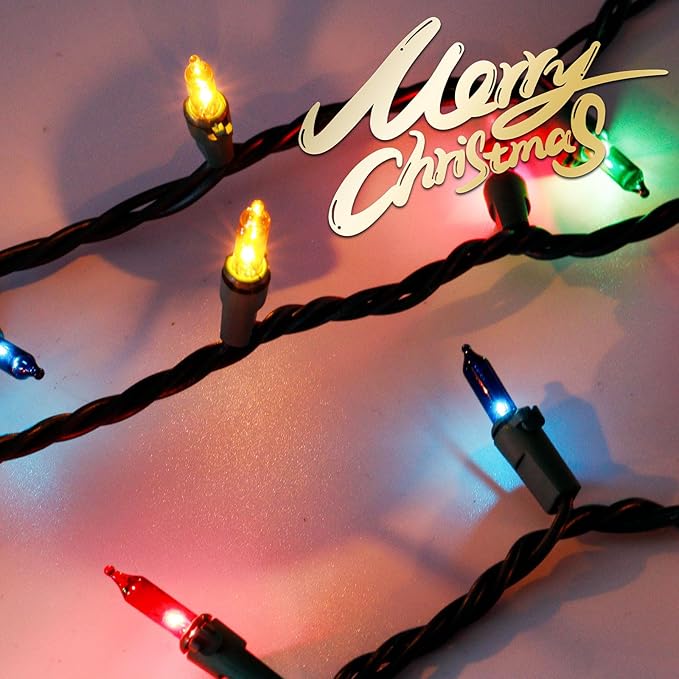 Multicolor Christmas Lights String 50FT 200 Count Incandescent Bulbs Mini Lights with Green Wire for Christmas Tree, Garland, Wedding, Party, Home, Indoor & Outdoor Festival Decoration