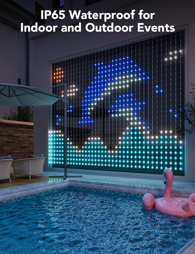 Govee Curtain Lights, Smart LED Window Lights, RGB Color Changing Wall Light, Dynamic DIY Curtain String Lights for Bedroom Holiday Decor, Outdoor IP65 Waterproof, 5 x 6.6ft, 520 RGBIC LEDs, 2 Pack