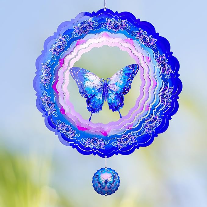 Butterfly Wind Spinners Outdoor,12 Inch Butterfly Gifts for Women Mom Grandma Wife,3D Butterflies Decorations Wind Spinners for Garden Yard Proch