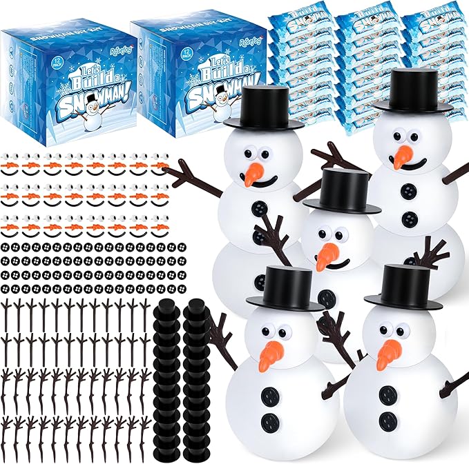 24 Pack Snowman Crafts, Christmas Decoration DIY Kit, Christmas Snowman Gift Bulk, Build a Modeling Clay Snowman Kit with Air Dry Clay Xmas Stocking Stuffers Gift for Party Favors Winter Activities