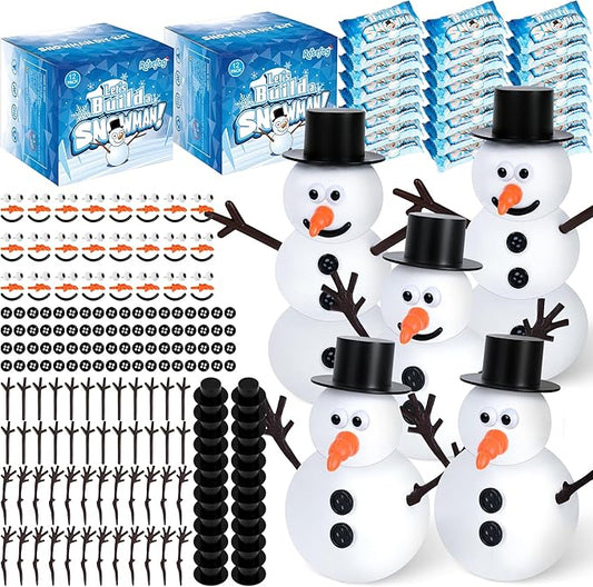 24 Pack Snowman Crafts, Christmas Decoration DIY Kit, Christmas Snowman Gift Bulk, Build a Modeling Clay Snowman Kit with Air Dry Clay Xmas Stocking Stuffers Gift for Party Favors Winter Activities