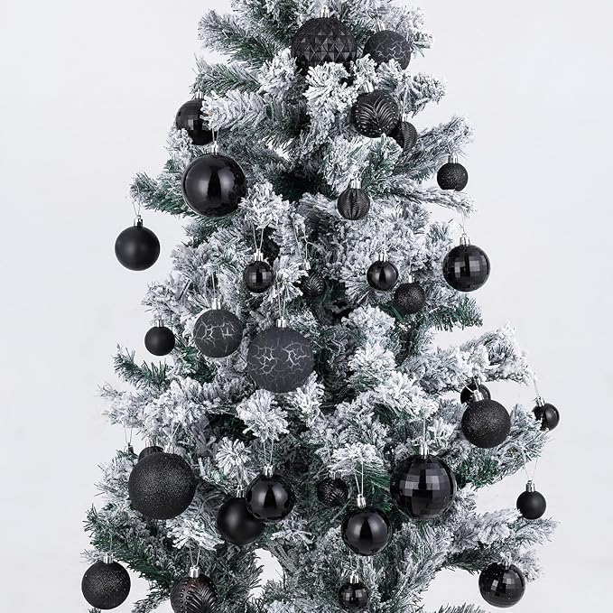 LANGXUN 36pcs Black Christmas Tree Decorations Balls, Bolas De Navidad, 2025 Christmas Decor, Indoor Outdoor Shatterproof Christmas Ornaments, Xmars Party Wedding Suppiles