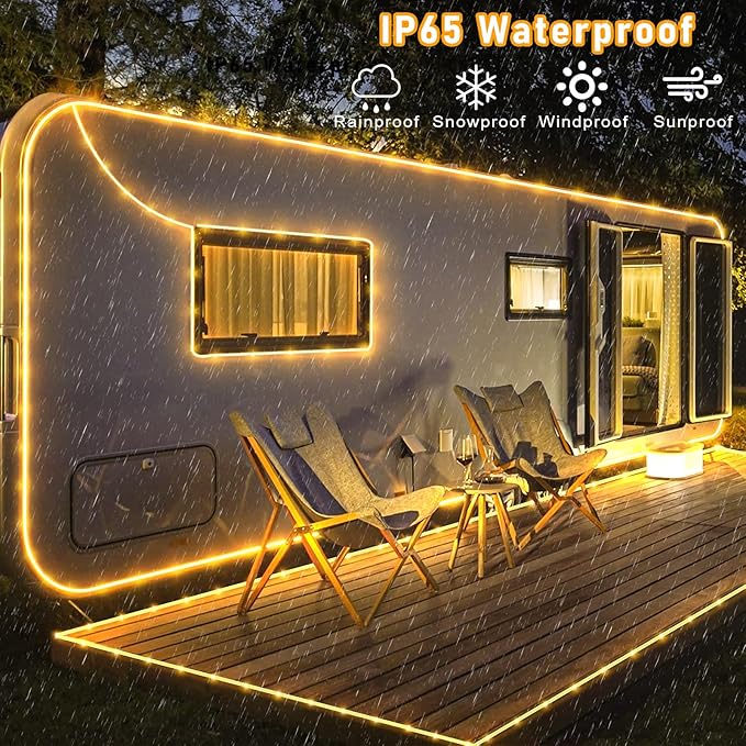 Rope Lights for Outside, 66FT 200 LED Christmas Lights Outdoor with 8 Modes Waterproof, Connectable Warm White String Lights for Indoor, Bedroom, Tree, Garden, Backyard, Patio, Pool Decorations