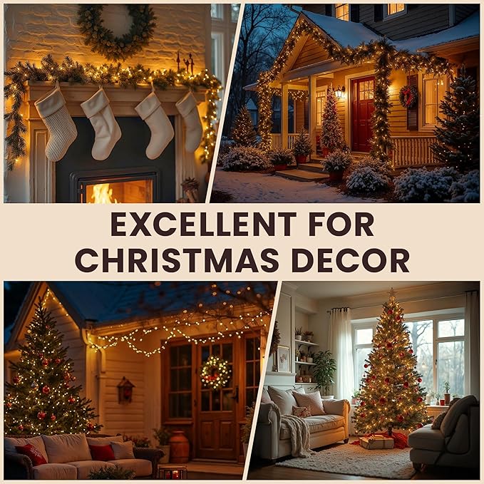 Teeny Lights 50Ct Brown - Warm Mini Bulbs with Brown Cord - Indoor/Outdoor Water-Resistant Farmhouse String Lights for Patio, Wedding, Home Decor, Rustic Christmas