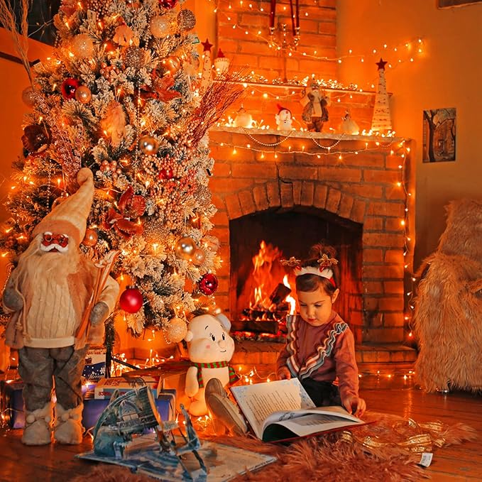 800 LED Orange Lights for Halloween, 262 FT Halloween Lights Indoor Outdoor Clear Wire with 8 Modes, Plug in Waterproof Orange String Light for Christmas Tree Party Thanksgiving Decorations