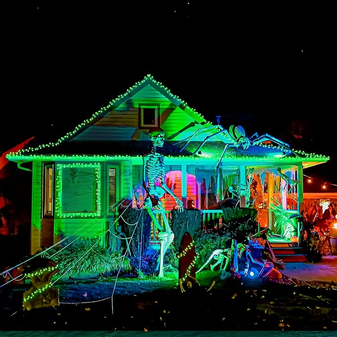 JMEXSUSS 100 LED Green Lights for Halloween Decorations, 33ft Halloween Lights Battery Operated with Remote, Green String Light Indoor Outdoor for Tree House Yard Xmas Decor