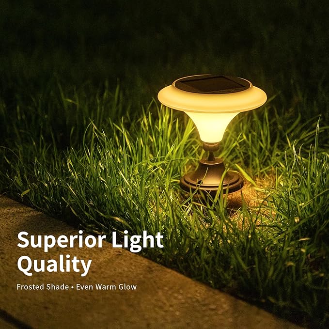 Solar Table Lights Outdoor, 6 Pack Classic Martini-Shaped Lanterns with Base & Ground Stakes, Waterproof LED Solar Powered Decorative Lights for Patio Table Garden Path (Warm White)