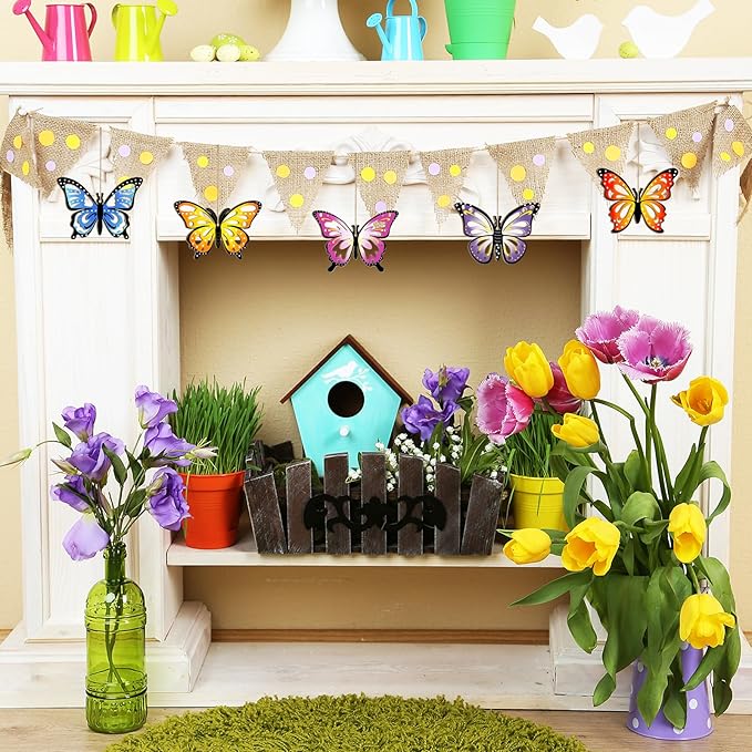 36PCS Wooden Hollow Butterfly Ornaments to Paint, 6 Styles DIY Blank Unfinished Wood Cutouts Ornament for Crafts Hanging Decorations Summer