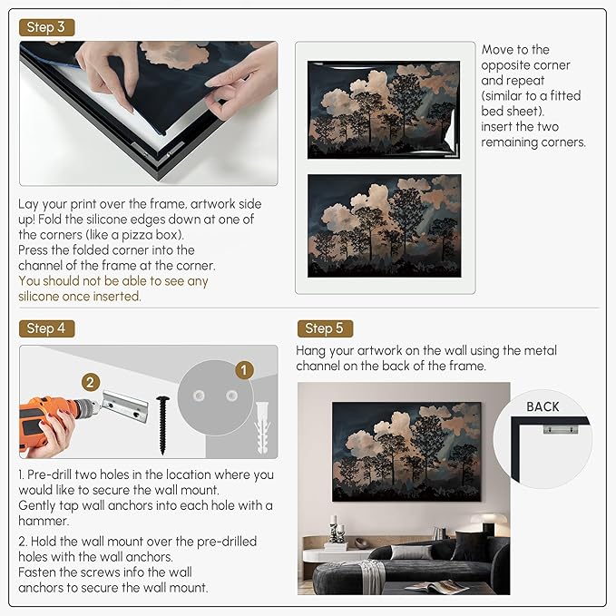 SIGNWIN 46"x72" Extra Large Framed Wall Art Silhouetted Trees at Dusk, Dramatic Forest and Cloudscape for Home Living Room Bedroom Decor (Frame Assembly Required)