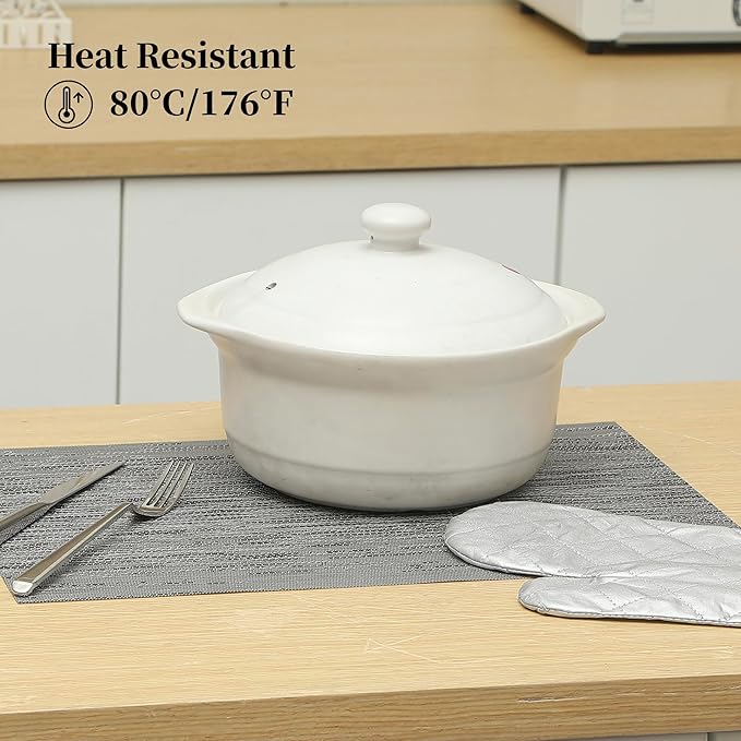 Leetaltree 6PC Grey& 6PC Beige Placemats Set of 12 - Heat Resistant Non-Slip Place mats for Dining Table, Washable Durable PVC Vinyl Woven Table Mats（6PC Grey&6PC Beige）, Grey&beige