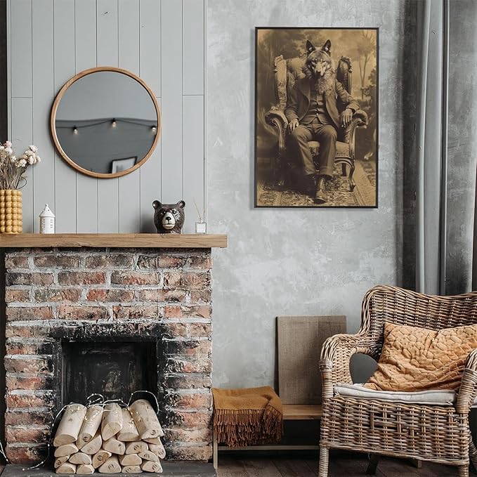 Werewolf Vintage Shoot Art Poster Print Canvas Wall Art Ideal for Dark Academia Gothic Occult Decor Living Room Bedroom Office Posters Decorations Creepy Picture 12X16inch Aluminum Framed