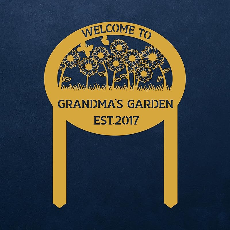Personalized Metal Garden Sign with Stake, Custom Flowers Garden Decor for Outdoor, Custom Family Name Sign, Patio Decorations, Lawn Art, Farmhouse Decorative, Housewarming Gift