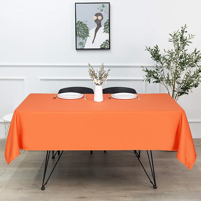 sancua Rectangle Tablecloth - 54 x 108 Inch - Stain and Wrinkle Resistant Washable Polyester Table Cloth, Decorative Fabric Table Cover for Dining Tables, Buffet Parties and Camping, Orange