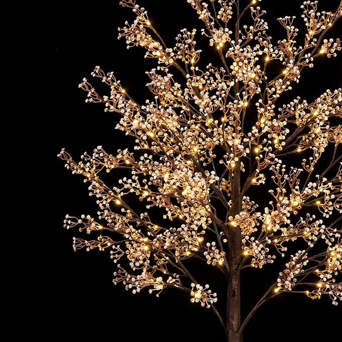 4ft Lighted Baby's Breath Tree with 64 Warm White LED Lights for Holiday Decor - Dimmable, UL Certified, Waterproof - Ideal for Indoor and Outdoor Decoration