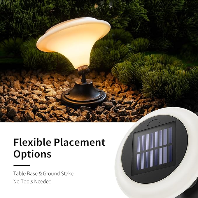 Solar Table Lights Outdoor, 2 Pack Classic Martini-Shaped Lanterns with Base & Ground Stakes, Waterproof LED Solar Powered Decorative Lights for Patio Table Garden Path (Warm White)